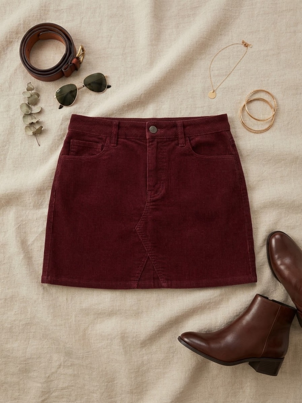 SO Burgundy Corduroy Mini Skirt